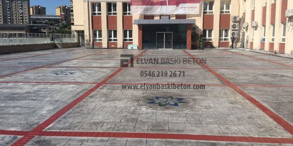 İstanbul Başakşehir Özel Çınar Fen Lisesi Baskı Beton Uygulamasının Bitmiş Hali